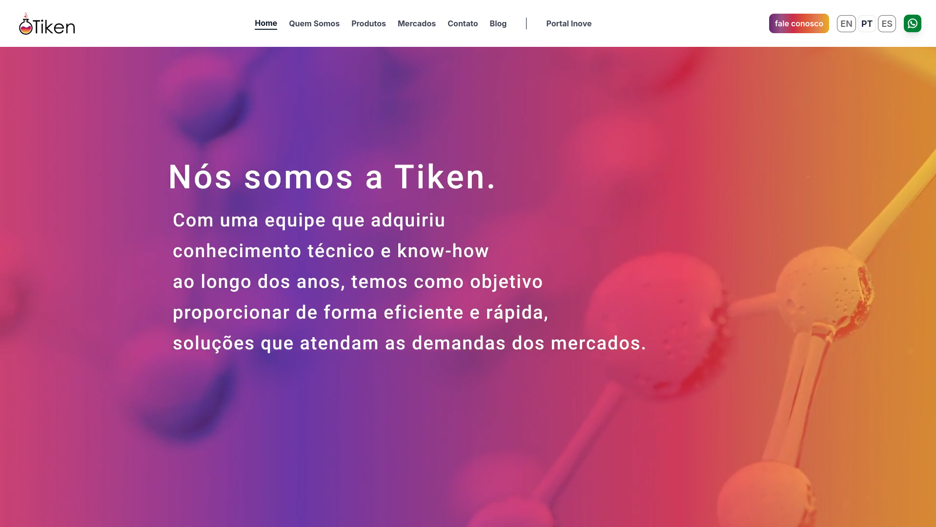 Site institucional e portfólio de produtos químicos